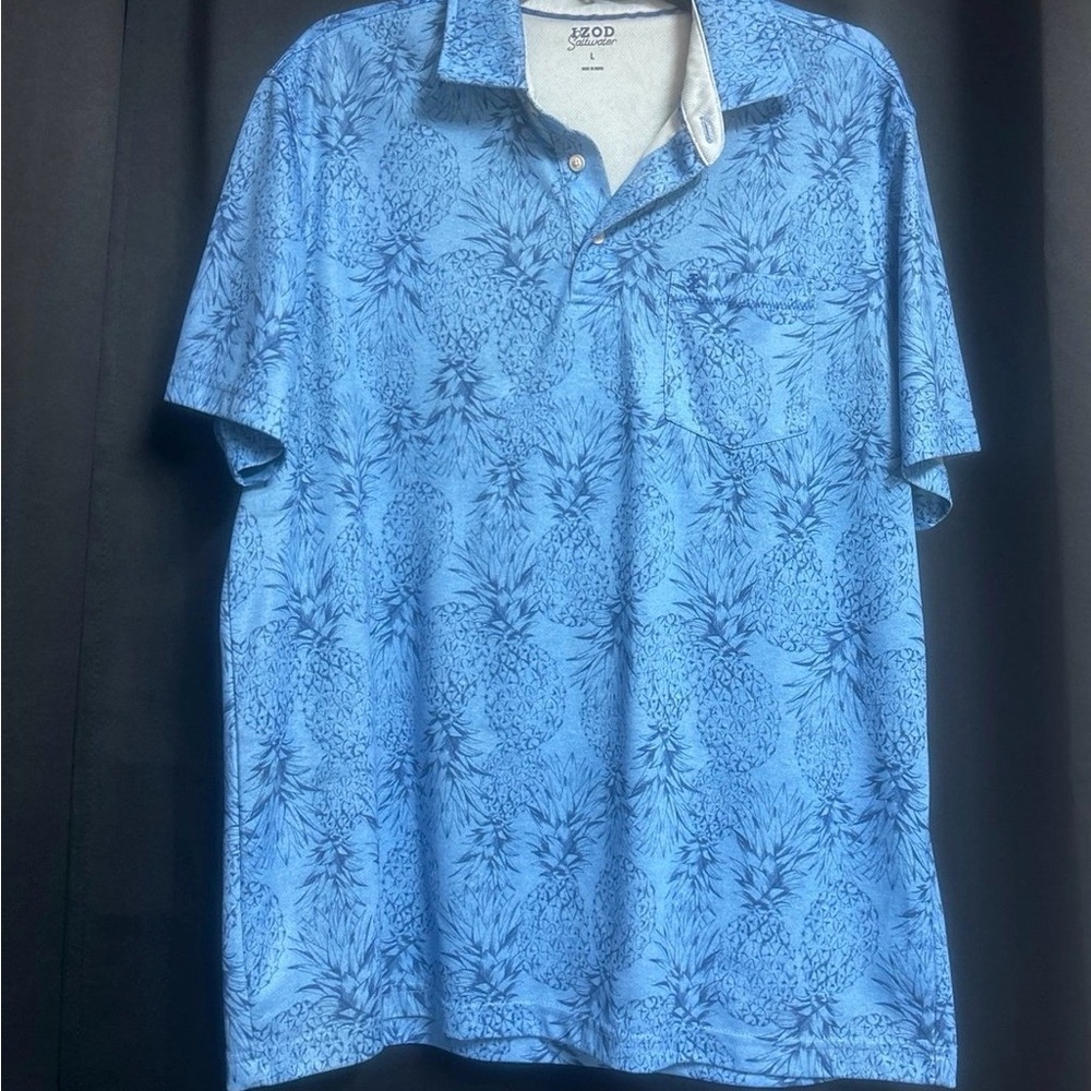 Izod Men's Blue Pineapple Polo Shirt